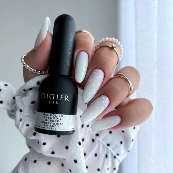 Gel polish, Rubber Foil Base Coat, Smoky white, 10мл - imagine 2